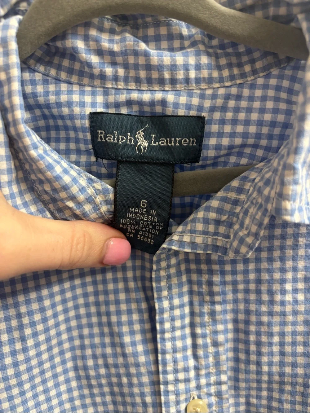 Ralph Lauren Light Blue Gingham Button-Down Shirt
